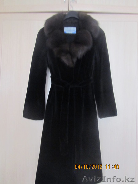 Продам шубу норковую, черную, стриженную, с соболевым воротником,ниже колен,46 р - Изображение #1, Объявление #767355