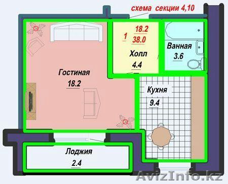 1-комнатная квартира в мкр.Лесная поляна - Изображение #1, Объявление #912678
