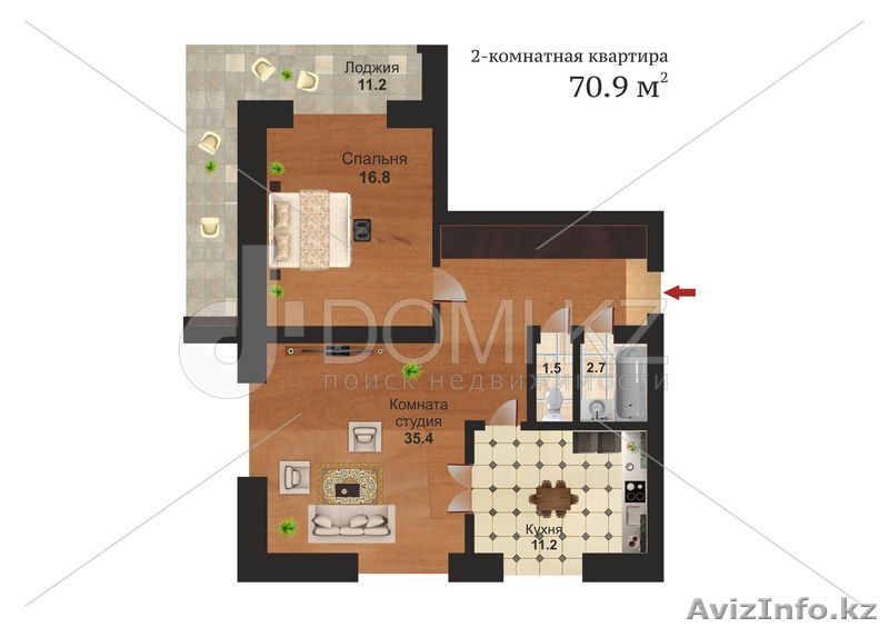 Продам двухкомнатную квартиру в ЖК семь палат 70,9 кв.м. - Изображение #1, Объявление #1076562