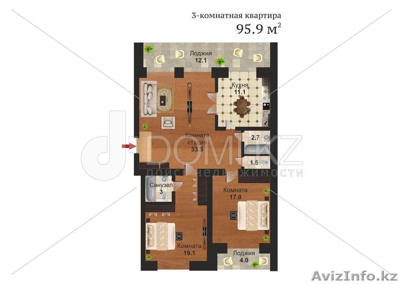 Продам трехкомнатную квартиру в ЖК Семь Палат 95 кв.м. - Изображение #1, Объявление #1076602