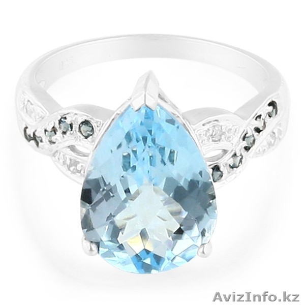 серебрянное кольцо 925 пробы с топазом и бриллиантами - Изображение #1, Объявление #1081289