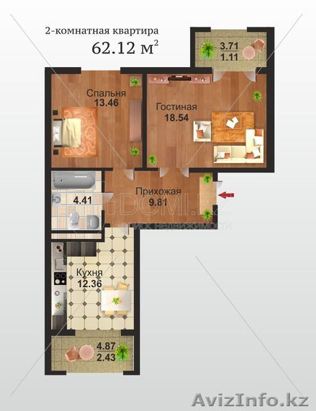 Продам 2 ком. квартиру, в хорошем новом районе Астаны, Аллее тысячелетия. - Изображение #1, Объявление #1095744