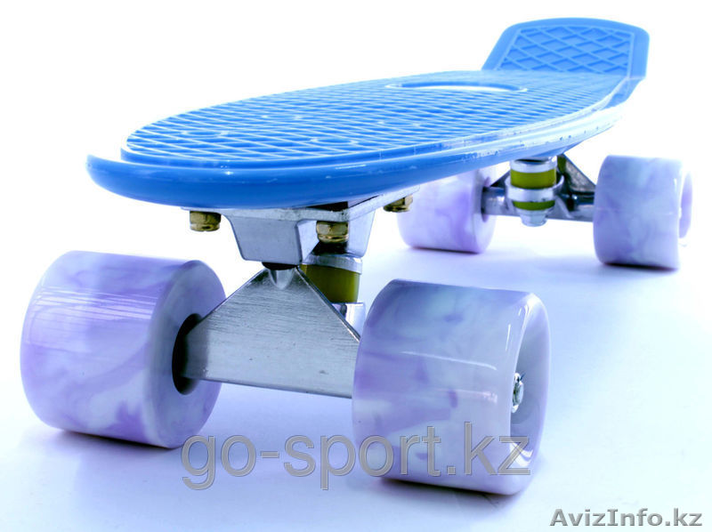 ПЛАСТБОРД (ПЕННИ БОРД) 22" BRASS (РОЗОВАЯ ДЕКА / ГОЛУБЫЕ КОЛЕСА) - Изображение #1, Объявление #1513071