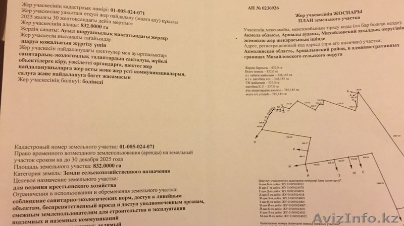 Земельный участок 832 Га - Изображение #1, Объявление #1572087