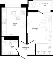 1-комнатная квартира 35.2 кв.м. в Горячем Ключе. Астана - Изображение #2, Объявление #1733707