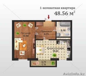 Продам однокомнатную квартиру в ЖК "Бейбарыс" - Изображение #2, Объявление #1092674