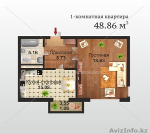 Продается уютная 1 комн.квартира в ЖК Бейбарыс - Изображение #1, Объявление #1095742