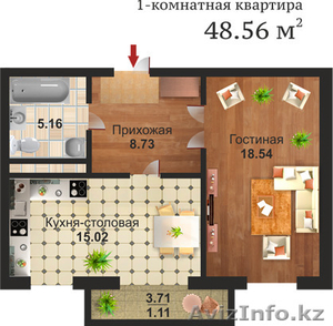 Продается 1 комн.квартира в ЖК Бейбарыс - Изображение #2, Объявление #1095716
