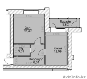 1 комнатная квартира, 43 кв м, Сейфуллина-Бейсекова - Изображение #2, Объявление #1163336