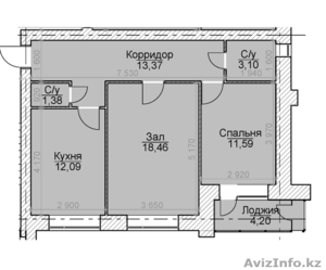 2 комнатная квартира, 62 кв м, Сейфуллина-Бейсекова - Изображение #2, Объявление #1163338