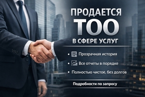 Продам ТОО с историей в сфере услуг (2011 г.),  полностью чистое,  без долгов