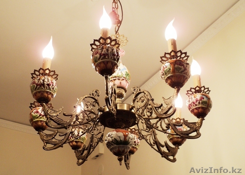 Люстра с майоликой  Каподимонте, 8 светильников - Изображение #1, Объявление #493219