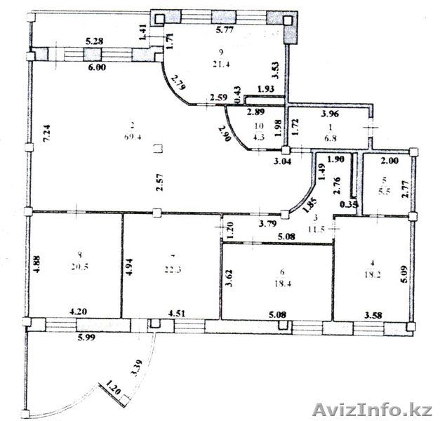 5-комн. кв., 4/5, плщ: общ 198 кв.м., кух 21 кв.м., с/у 2 и более,  - Изображение #1, Объявление #693784