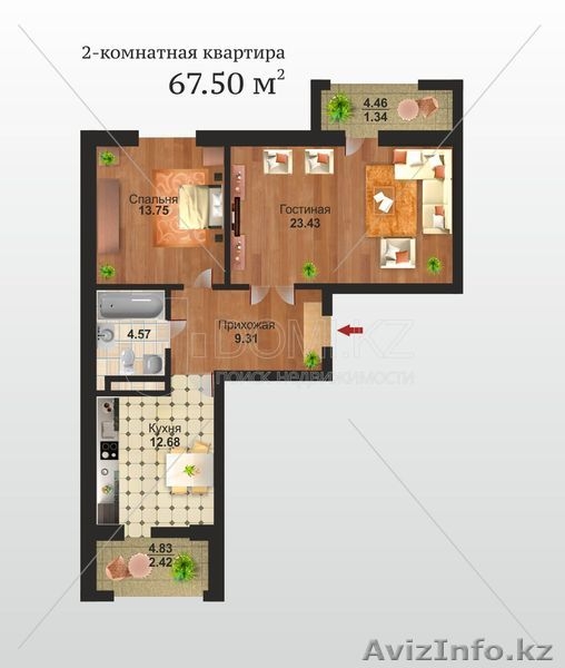 Шикарная квартира в ЖК Бейбарыс. - Изображение #1, Объявление #1043915