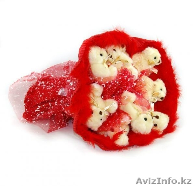 Мягкий букет - 9 Мишек Красные - Изображение #4, Объявление #1071395