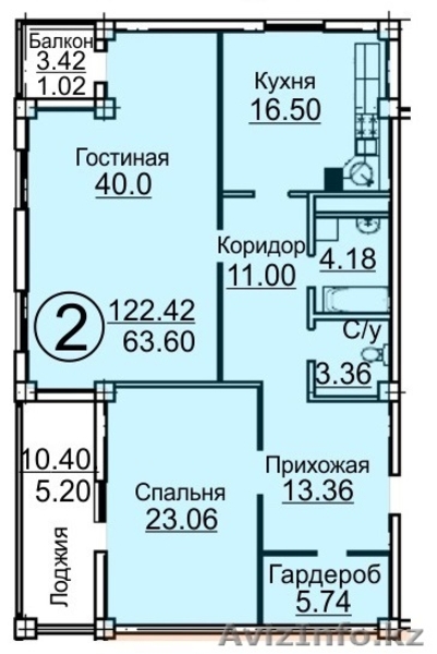 3 ком.кв 110 кв.м - ЖК "Бейбарыс" - Изображение #2, Объявление #1191447