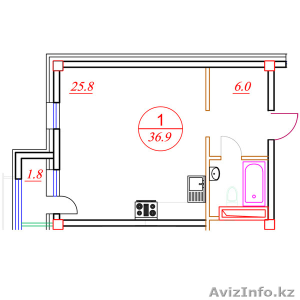 Жилой комплекс "Рух" 1 ком. 36,9 кв. - Изображение #4, Объявление #1222301