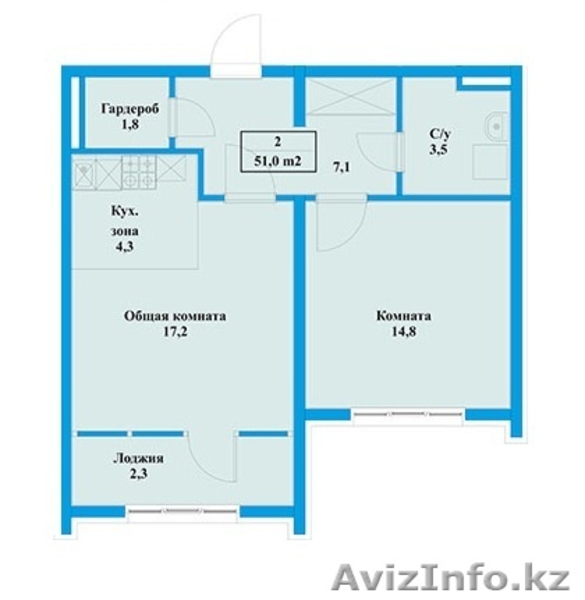 ЖК "Аспан" 2-х комн. квартира - Изображение #1, Объявление #1498192