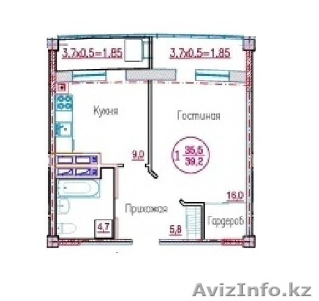 ЖК Жагалау 4! Однокомнатная в Чистовой Отделке! - Изображение #3, Объявление #1495858