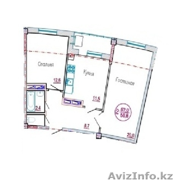 ЖК Жагалау 4! Двухкомнатная в Чистовой Отделке! - Изображение #2, Объявление #1495860